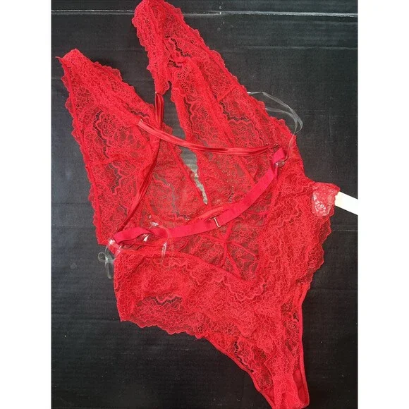 Victoria's Secret 38DDD BRA SET panty+XXL BABYDOLL+XL TEDDY BODYSUIT RED lace Bras